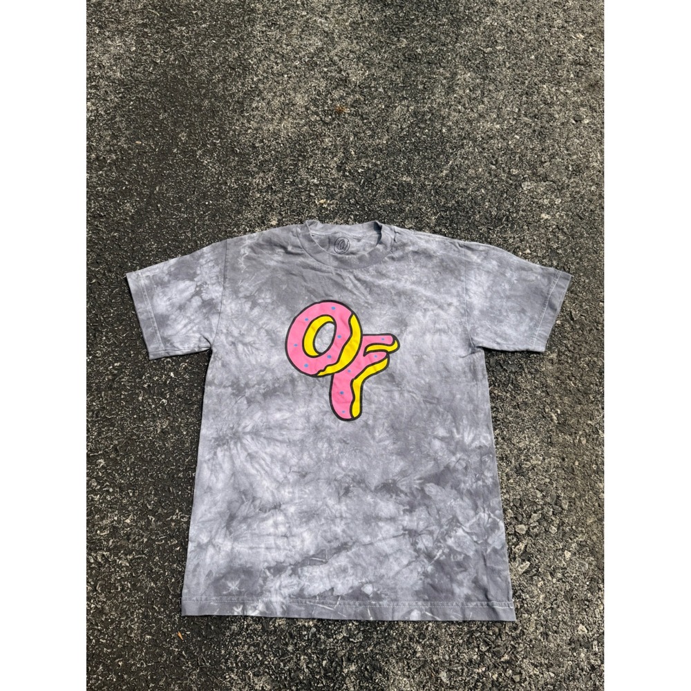 Odd Future OF Donut Logo Grey Tie Dye Graphic T-Shirt Mens Small Streetwear